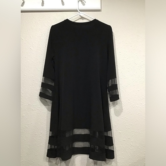 IC COLLECTION by Connie K Black Ity Mesh Dress Stretchy Classic Minimalist Sz S - Picture 6 of 6
